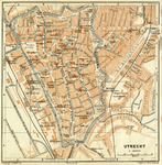 202830 Kaart van het centrum van Utrecht, vermoedelijk afkomstig uit een Duitse reisgids.